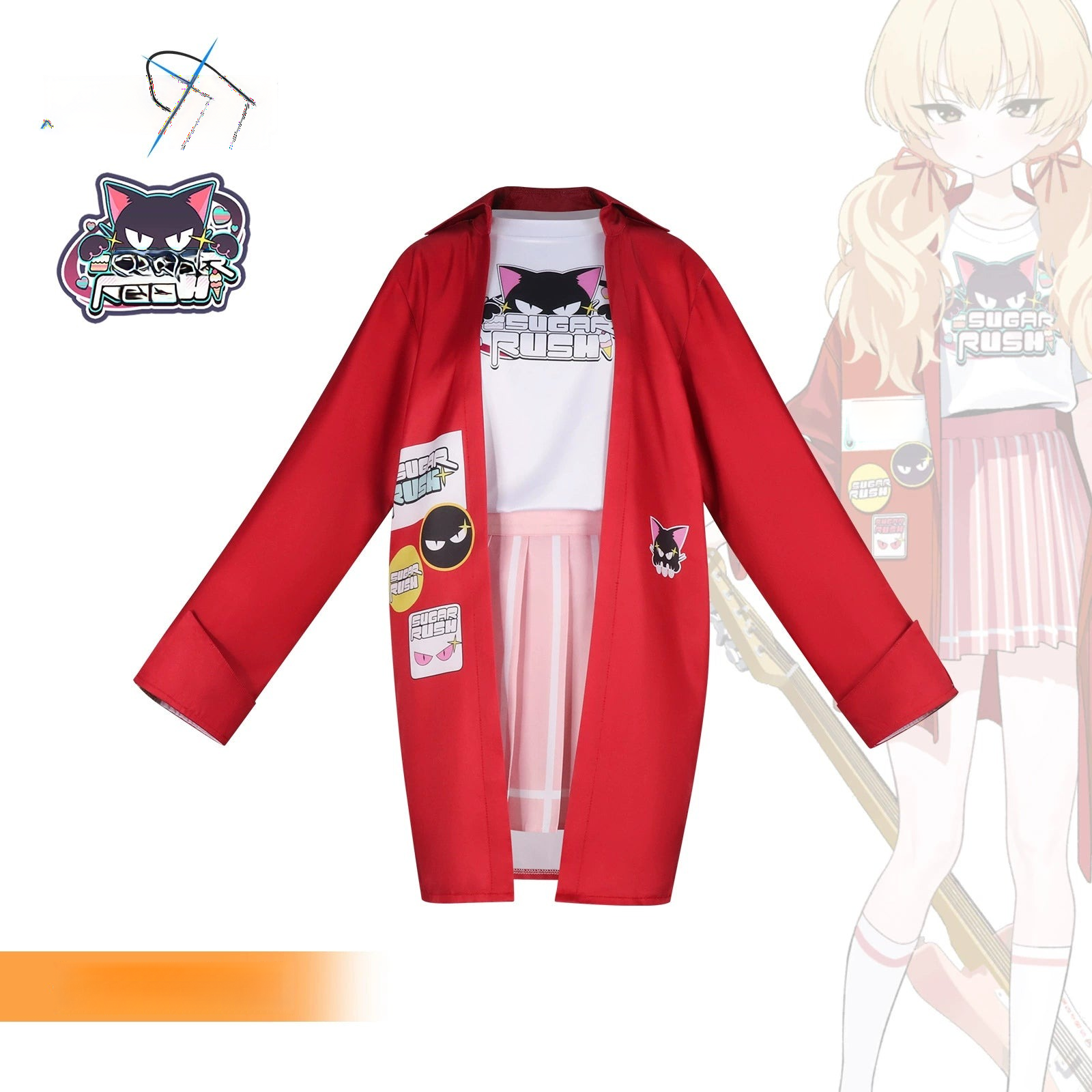 Yoshimi Blue Archive Band-Outfit Cosplay Kostuem Damen Rot